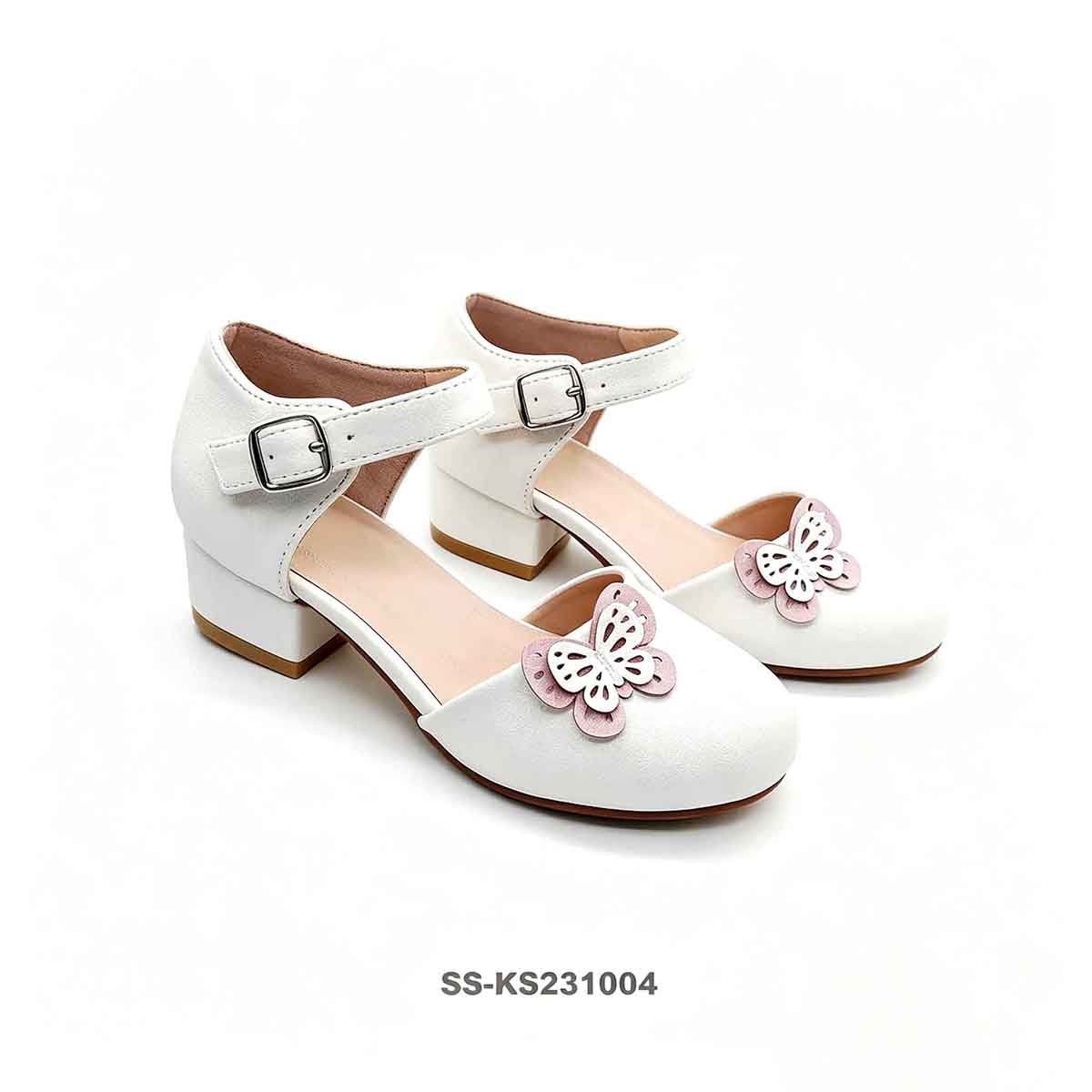 1789887995895049.jpg Pair display shot white ankle strap girls block heel sandals for formal occasion