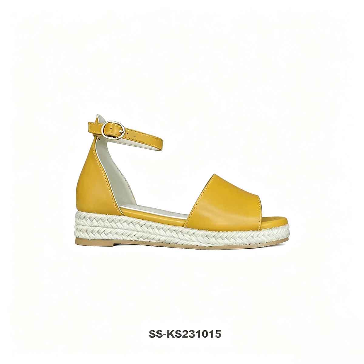 1789891705892239.jpg Side profile kids open toe wedge sandal with adjustable ankle metal buckle