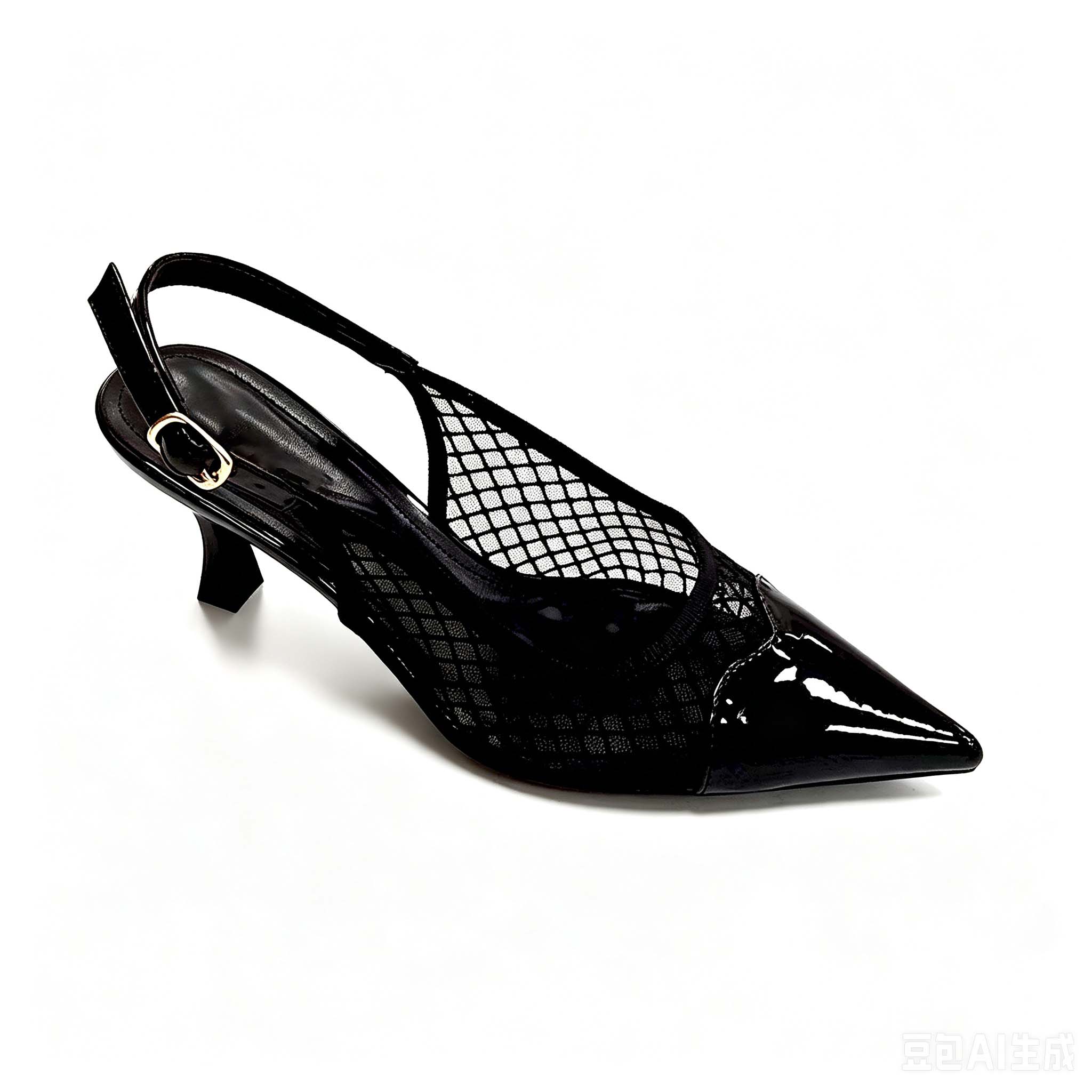 Black Mesh Splicing Patent Kids Slingback Heels black mesh splicing patent kids slingback heels