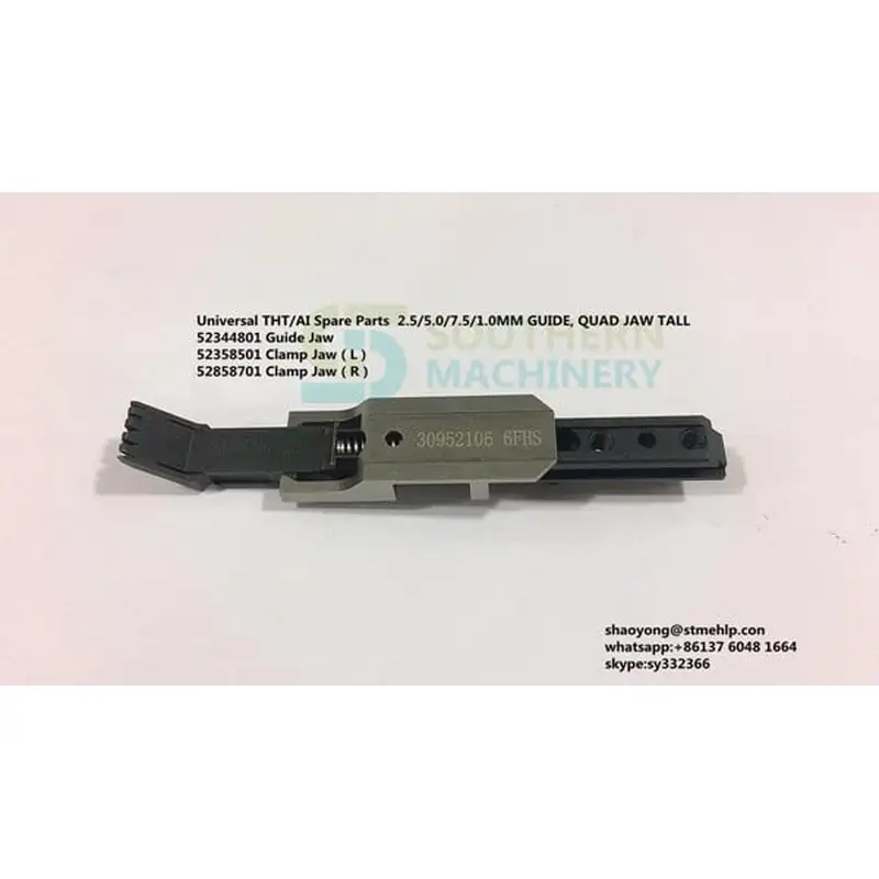 Universal THT/ AI Spare Parts 10.0MM GUIDE, QUAD JAW TALL  Axial Insertion.AI spare parts.Uic head accessories 52344801 Guide Jaw  52358501 Clamp Jaw(L) 52858701 Clamp Jaw(R) – Smart EMS factory partner