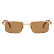 Wooden Temple Metal Sunglasses