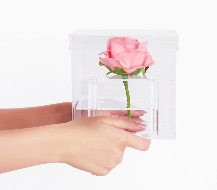 Cajas de flores transparentes de acrílico de 9 hoyos