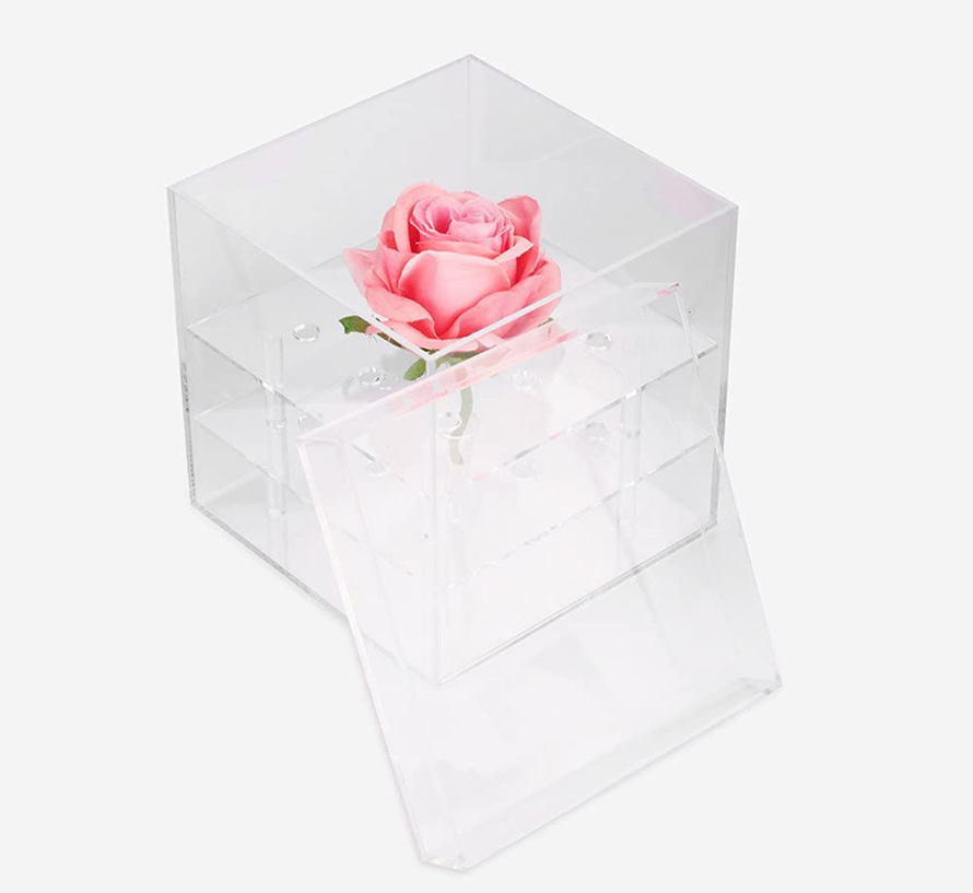 Boîtes roses en acrylique avec couvercle