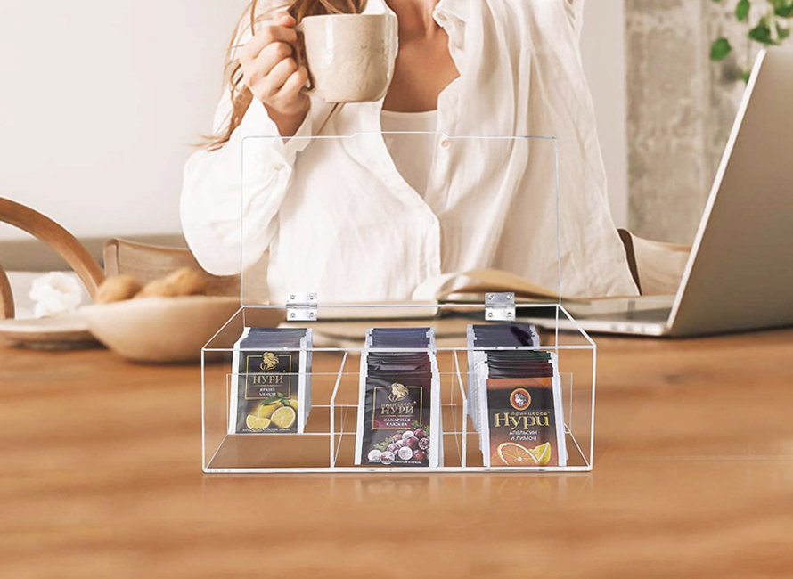 Clear Acrylic Tea Bag Holder Storage Box