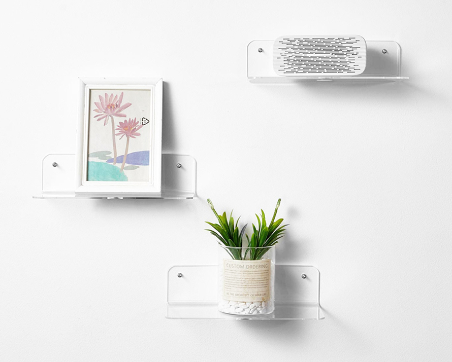 Wall Mount Clear Acrylic Floating Shelf