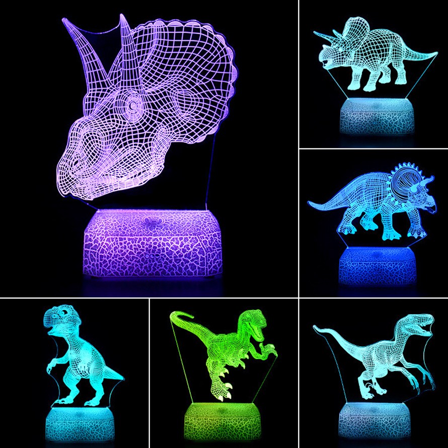 ستكون أضواء ليلة ديناصور الأكريليك ثلاثية الأبعاد هدية مثالية للعطلات
