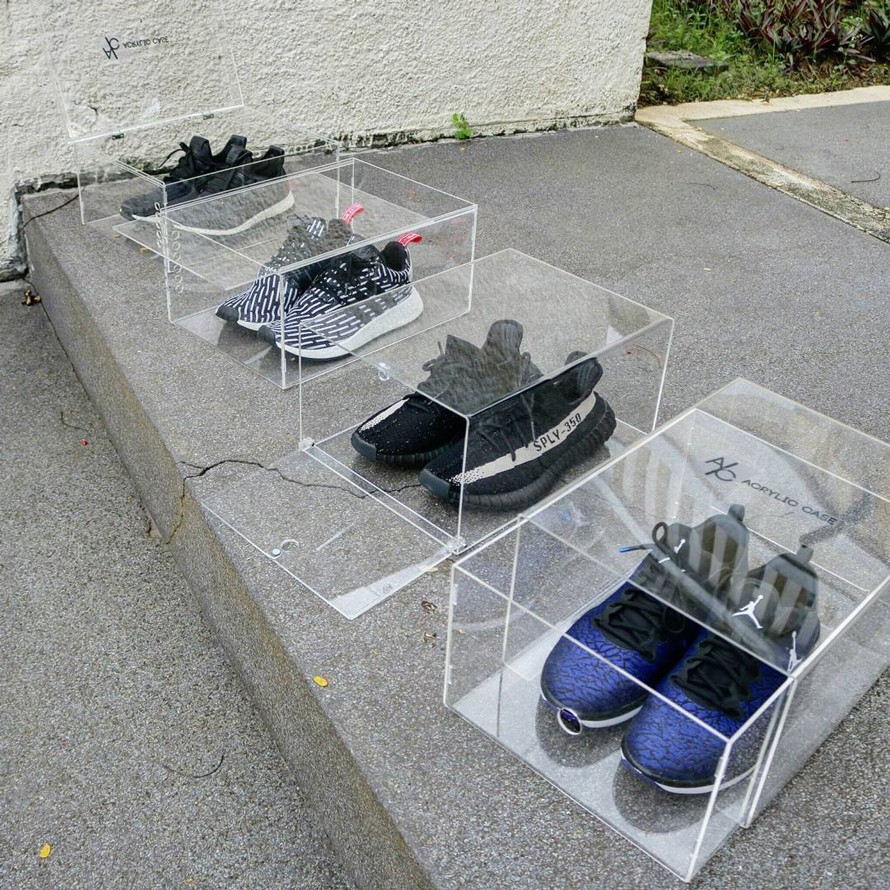 Compact and Large Shoe Display Case - Stackable Shoe Boxes for Sneakers