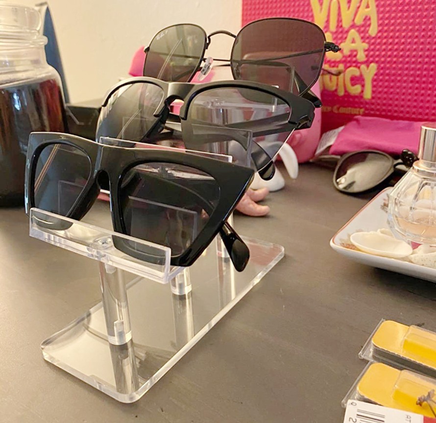 Soporte de acrílico para anteojos de 3 niveles Soporte para gafas de sol