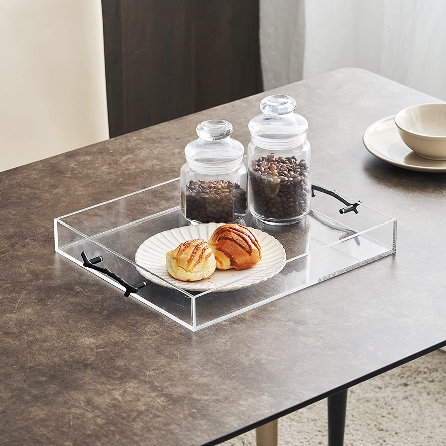 Cheap Clear Acrylic Tray with Black Branch Handle