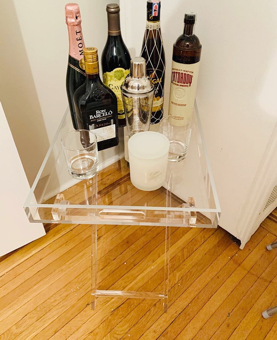 Modern Acrylic Folding Tray Table, Kitchen and Bar Serving Table