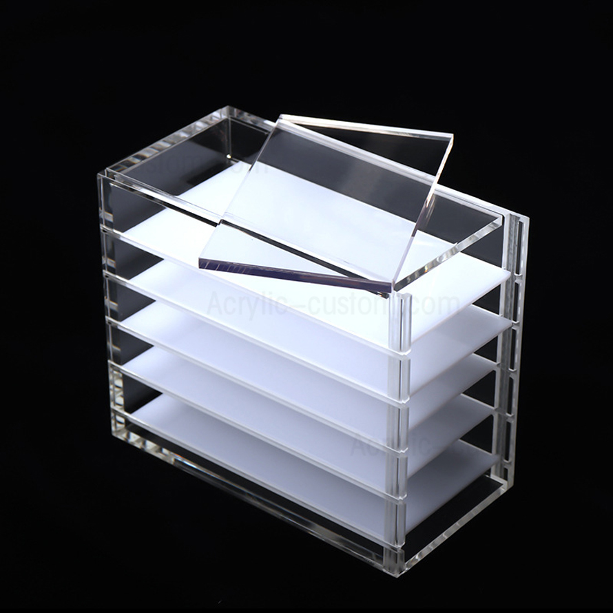Boîtes de rangement pour cils transparents en acrylique à 5 couches