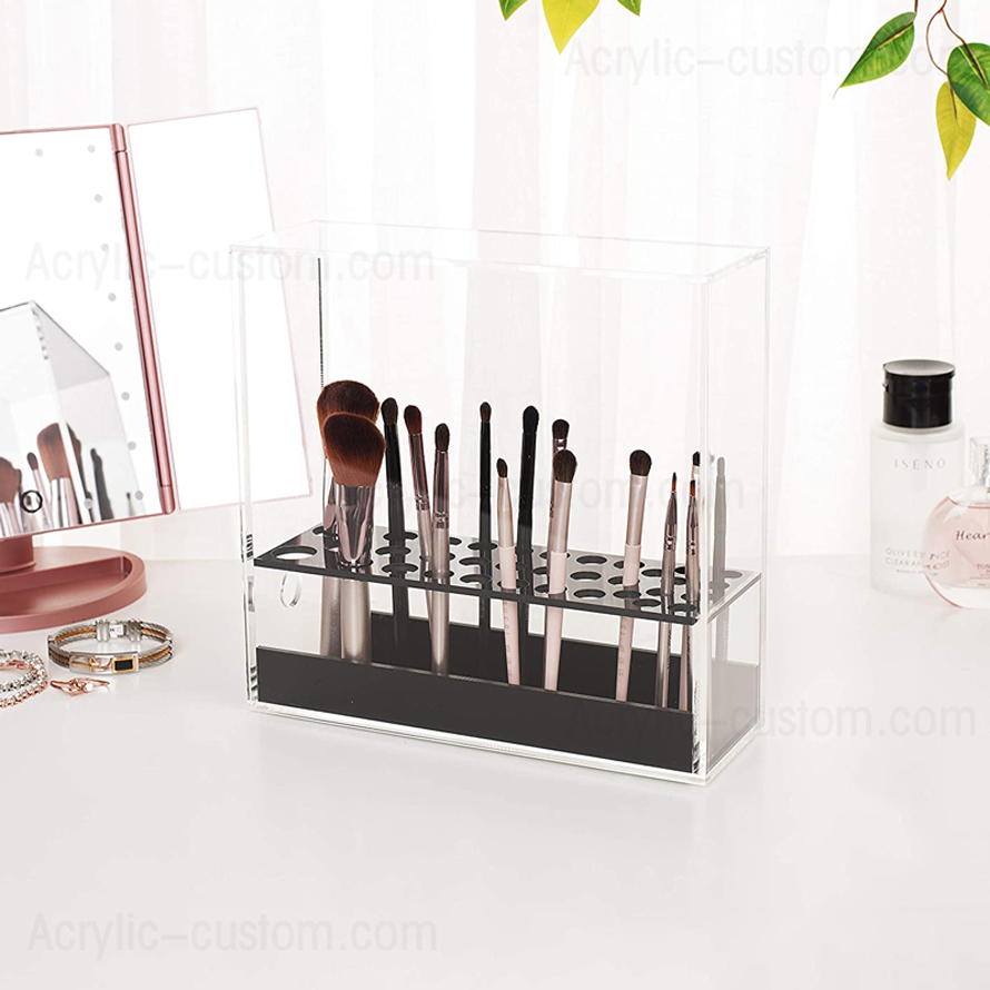 Petit support de rangement pour organisateur de maquillage transparent en acrylique pour pinceaux