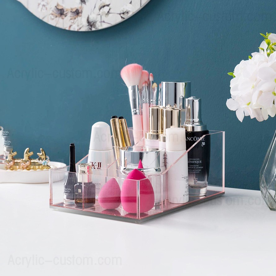 Organisateur de maquillage cosmétique acrylique transparent à 6 fentes