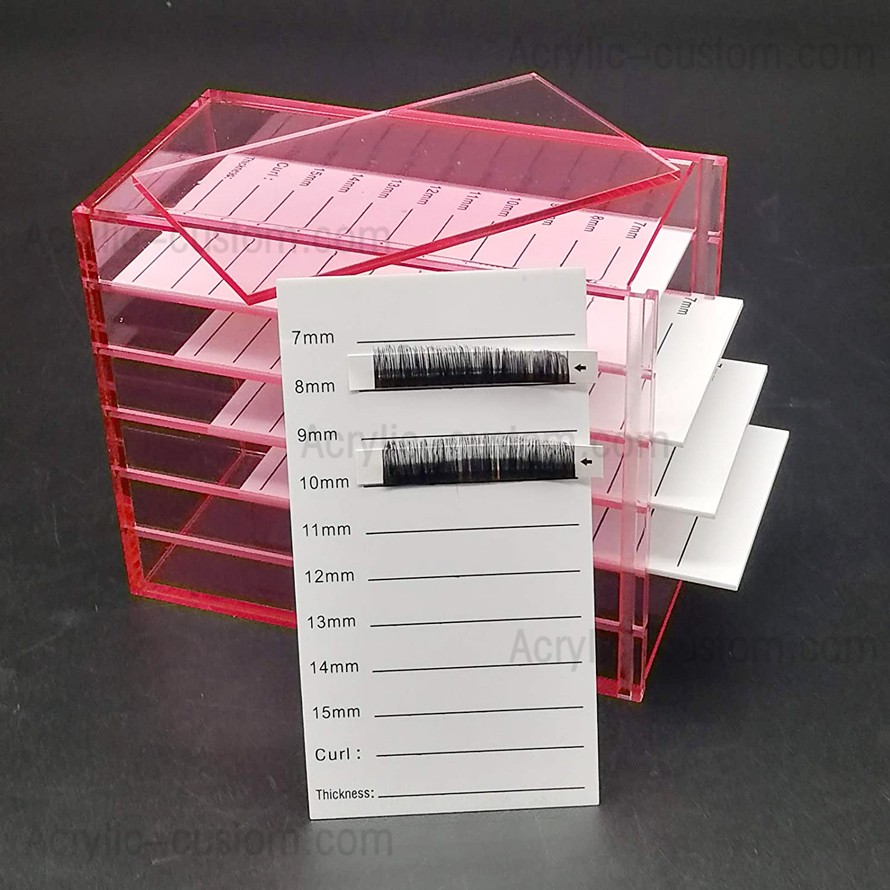 Caja de almacenamiento de pestañas transparentes de acrílico de 5 capas
