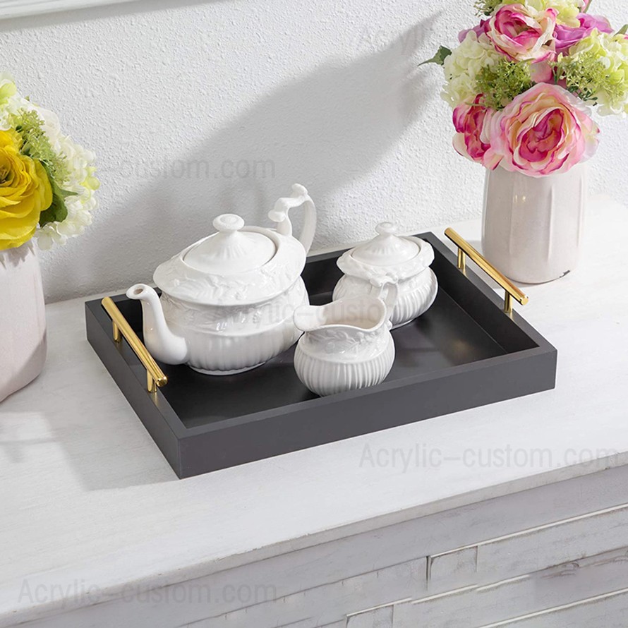 Black Acrylic Breakfast Tray with Handles