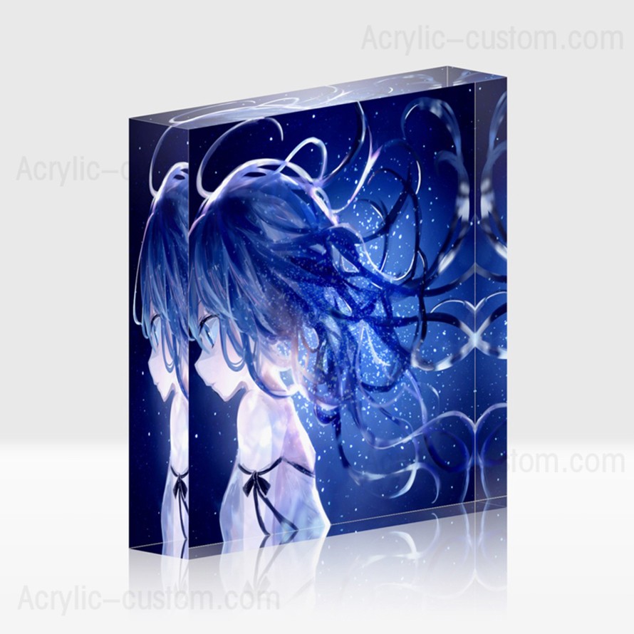 Clear Colored Acrylic Block Anime Girl Photo Display Blocks