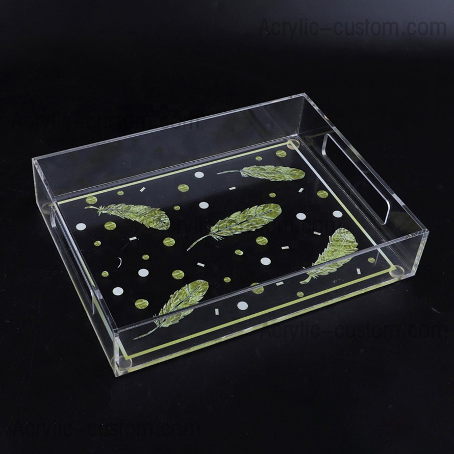 Cheap Acrylic Clear Tray with Printing Pattern