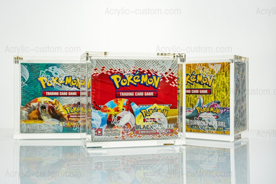 Custom Cheap Acrylic Pokemon Booster Box Magnetic Acrylic Booster Box Protector Case