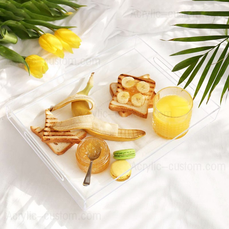 Acrylic Tray Factory Wholesale Clear Serving Tray with Handle