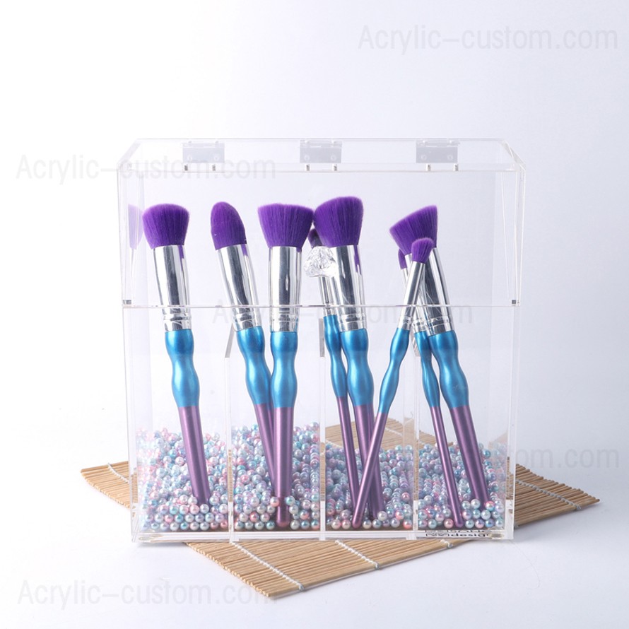 Porte-pinceau de maquillage acrylique bon marché organisateur de maquillage clair