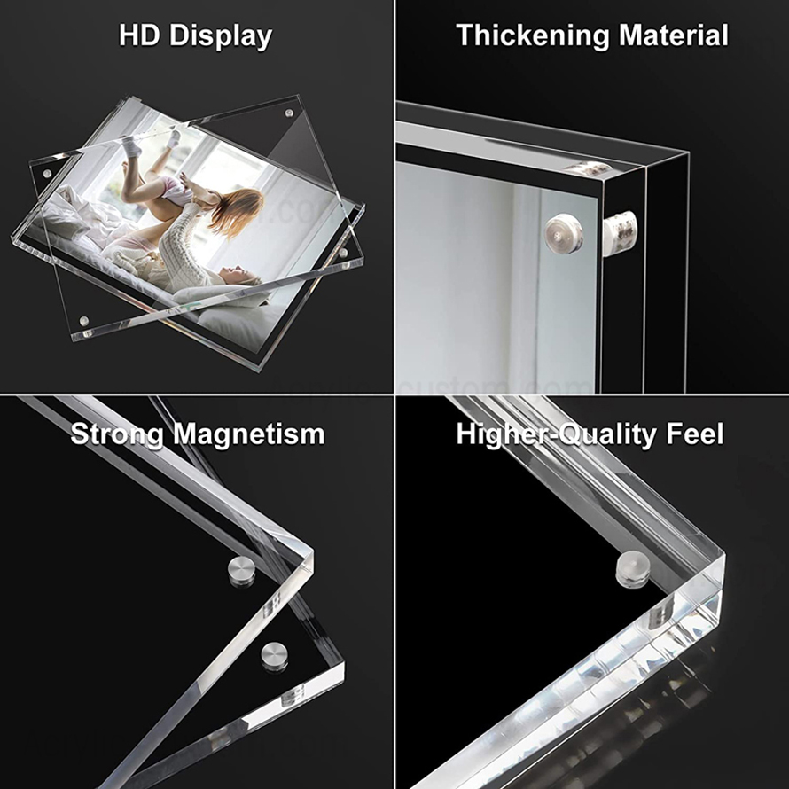 Marco de fotos magnético de acrílico de doble cara con marco de bloque transparente barato