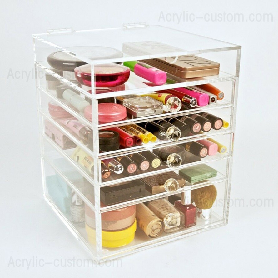 Organisateur cosmétique en acrylique transparent avec tiroirs pour coiffeuse