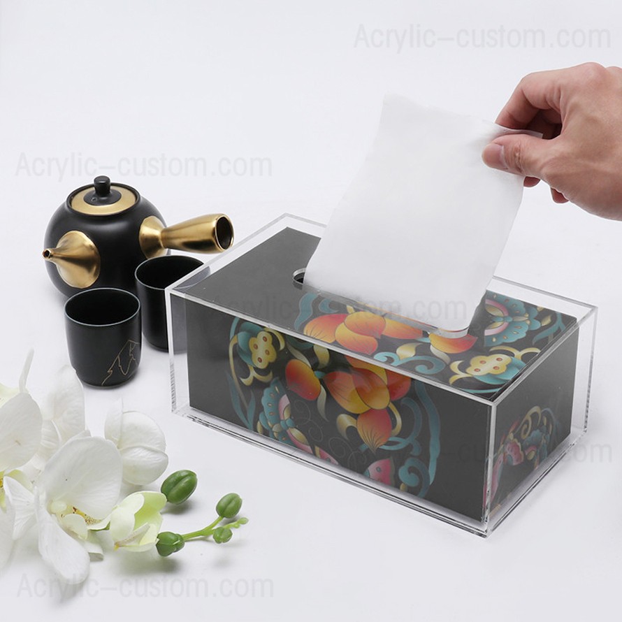 Rechteckiger, transparenter Taschentuchbox-Halter aus Acryl