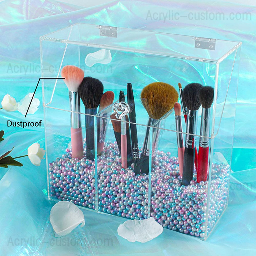 Porte-pinceau de maquillage en acrylique transparent pour organisateur de rangement de pinceau de maquillage