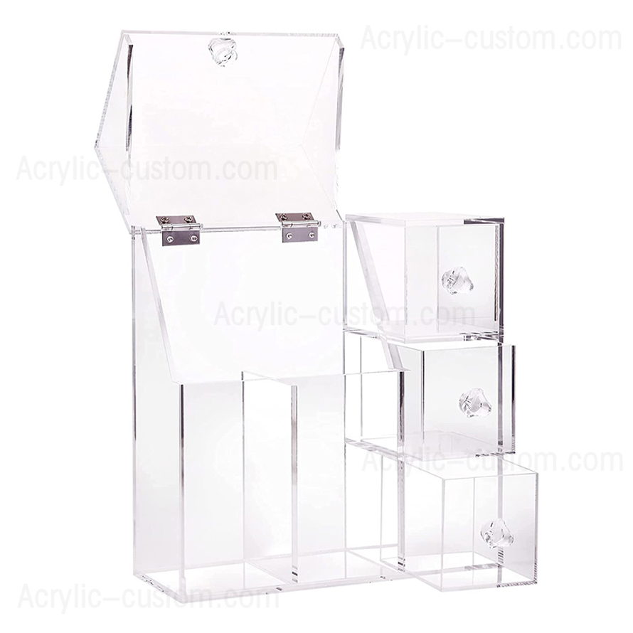 Acrylic Organizer with 2 Brush Holders and 3 Drawers