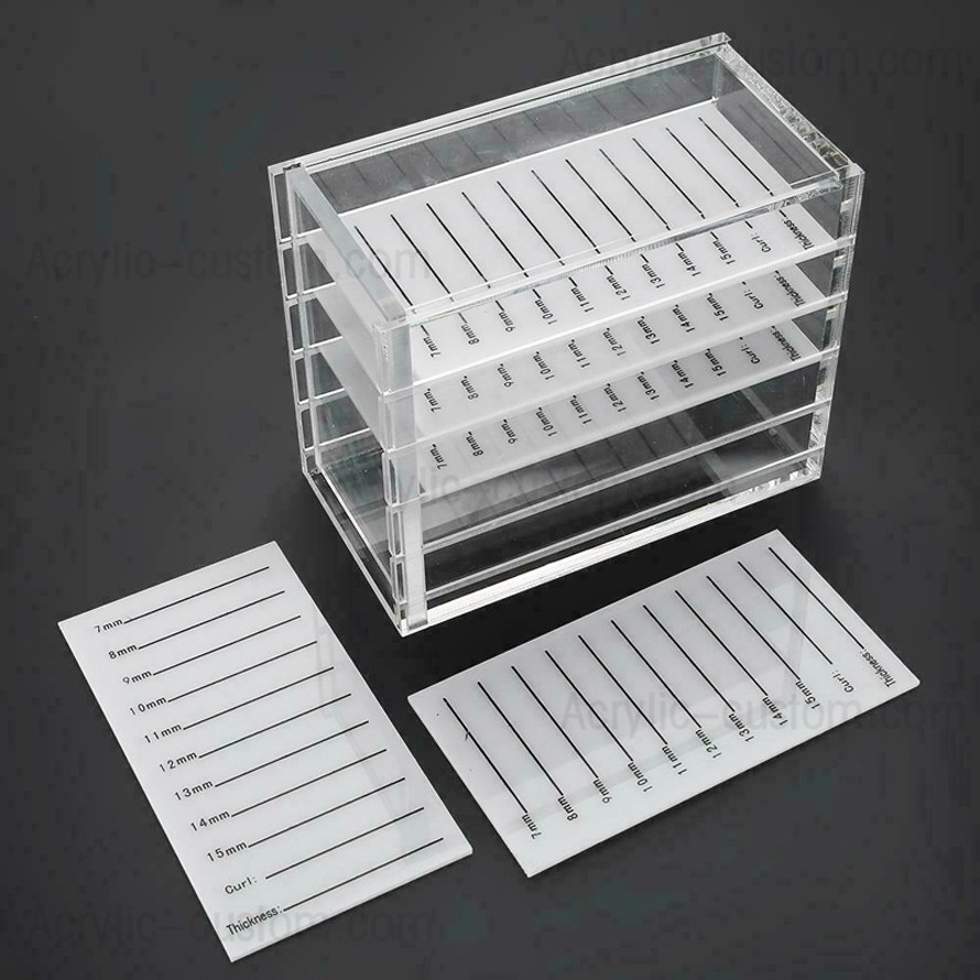 Caja de almacenamiento de pestañas transparente con azulejos, organizador de extensión de pestañas