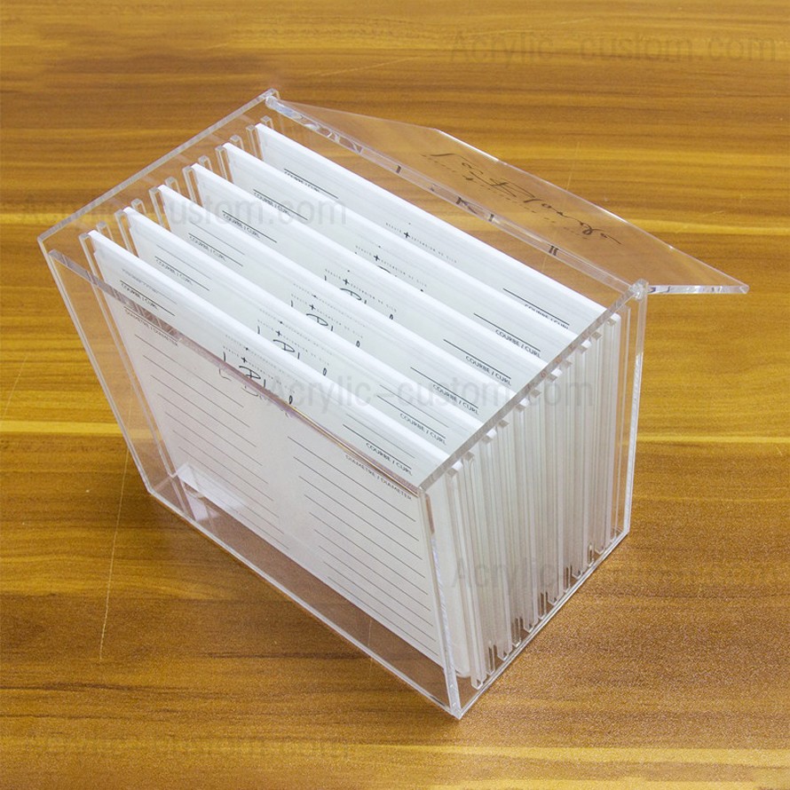 Caja de almacenamiento de pestañas postizas transparente Organizador de azulejos de extensión de pestañas con tapa abatible