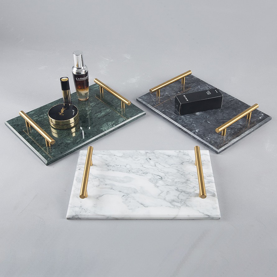 Marble Tray with Golden Handle