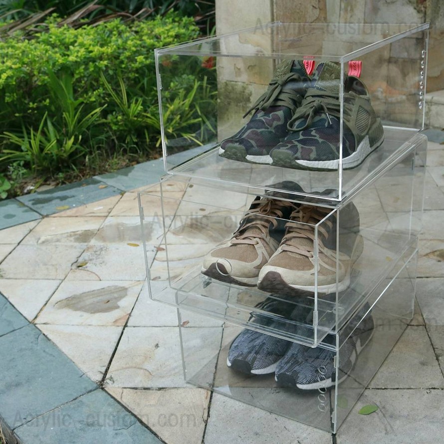 Boîte à chaussures transparente avec couvercle pour ranger les chaussures de sport