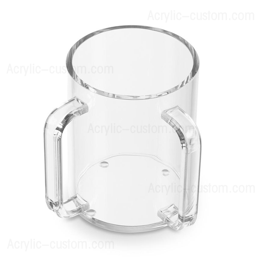 Round Lucite Washing Cup with Clear Acrylic Handles