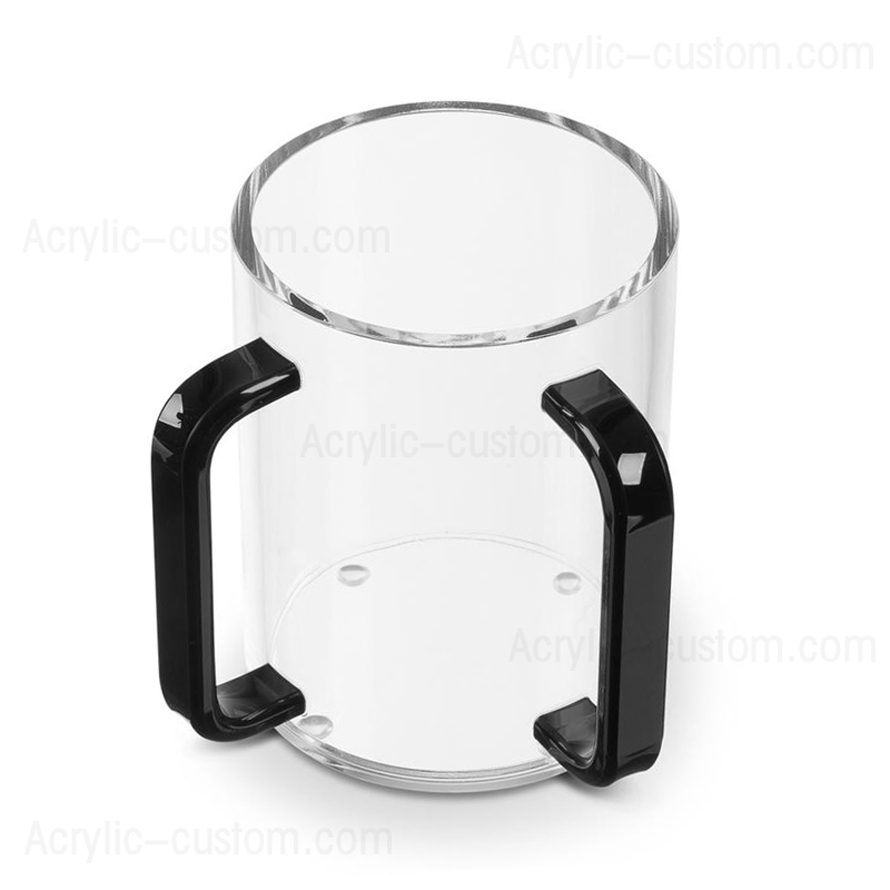 Round Lucite Washing Cup with Black Acrylic Handles