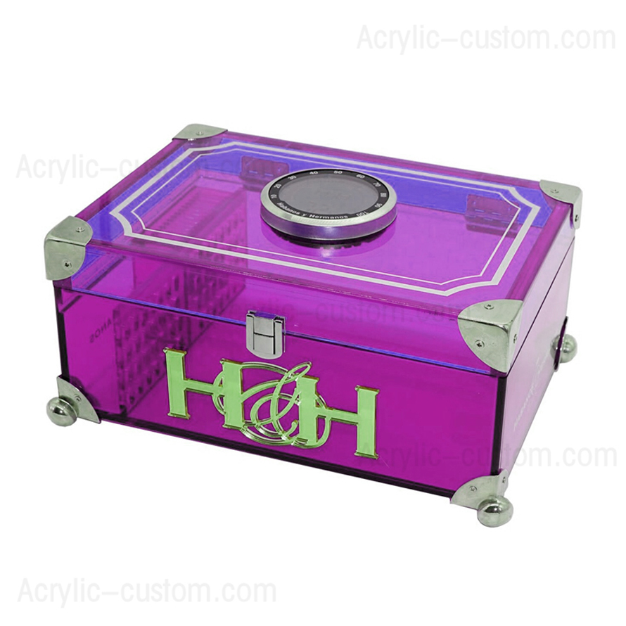 Colored Acrylic Humidor with Digital Hygrometer and Cedar Balls