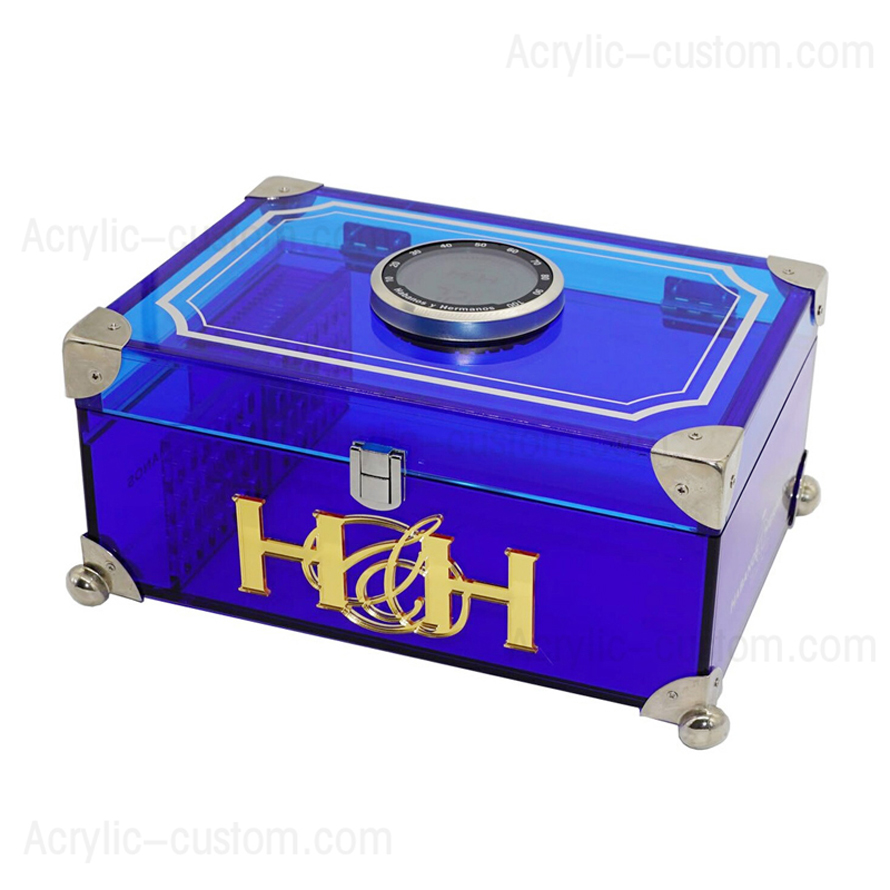 Colored Acrylic Humidor with Digital Hygrometer and Cedar Balls