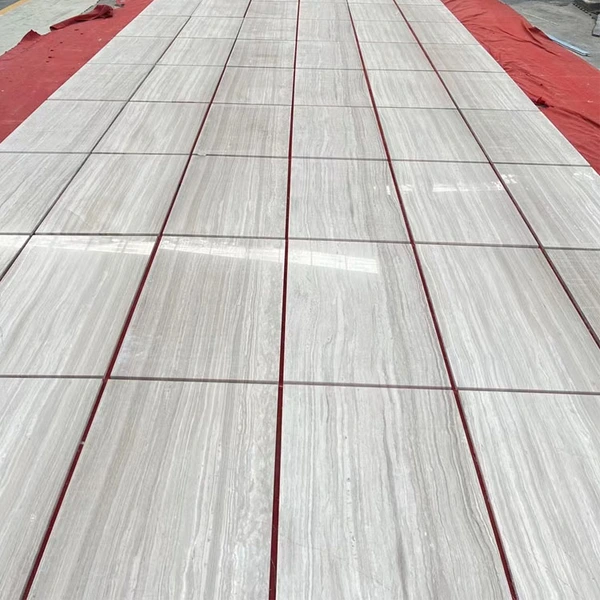 honed wooden veins white marble tiles for indoor flooring