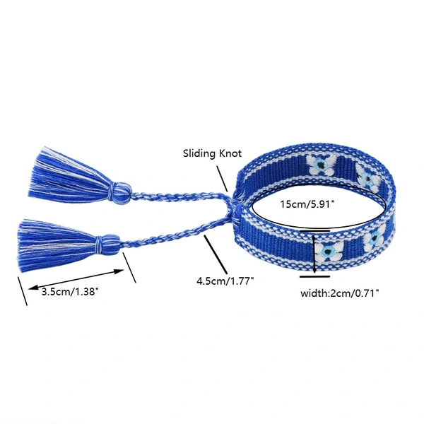 Wholesale Evil Eye Tassel Woven Bracelet