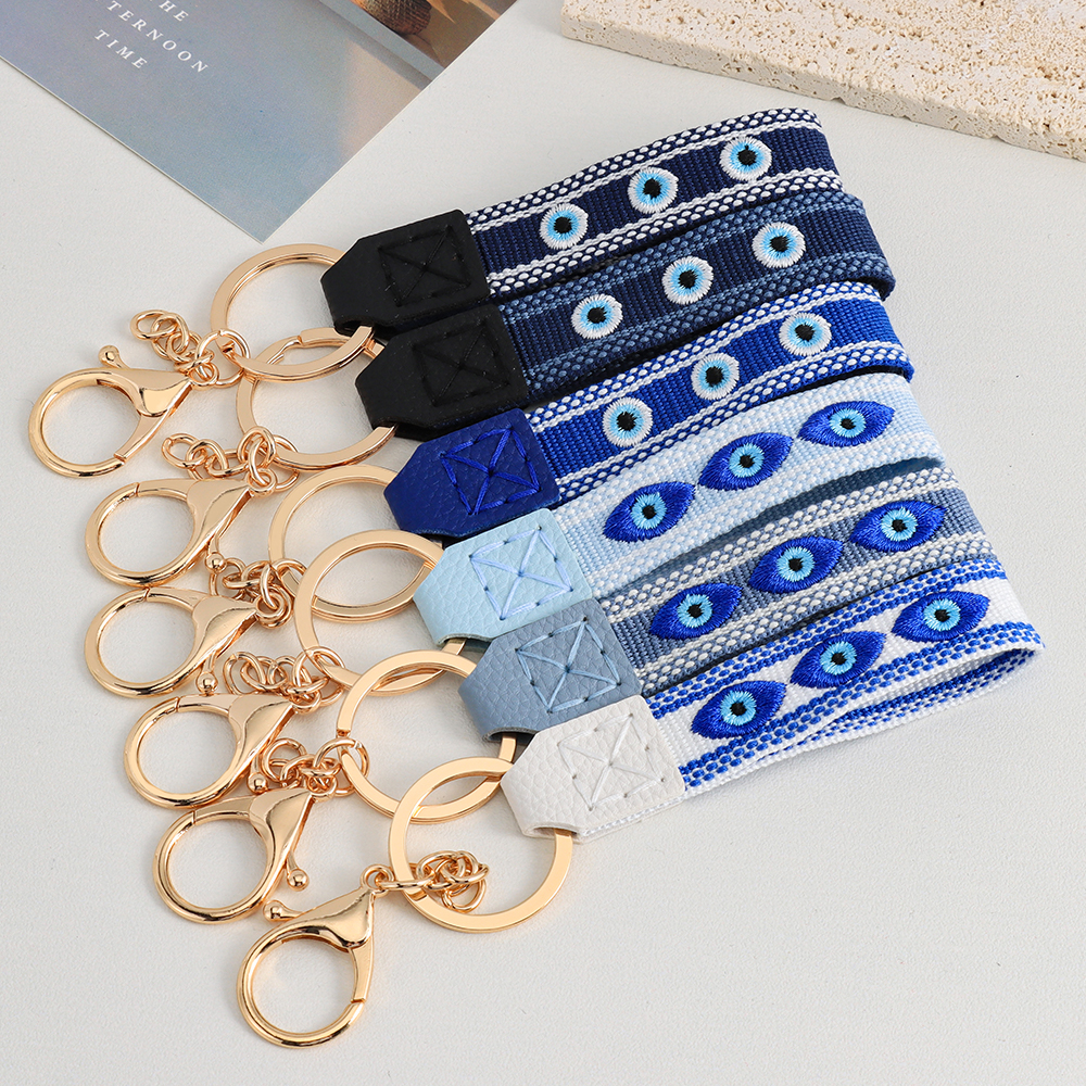 Evil Eye Embroidered Keychain