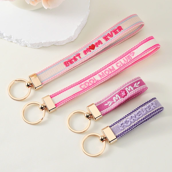 Custom Woven Keychain with Embroidery Personalized Keyring Key Holder & Bag Ornament