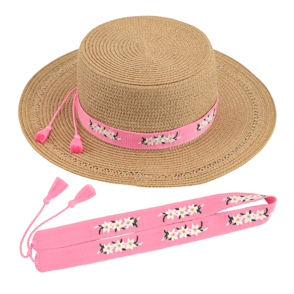 Custom Woven Embroidered Hat Band with Adjustable Tassels– Hat Accessory