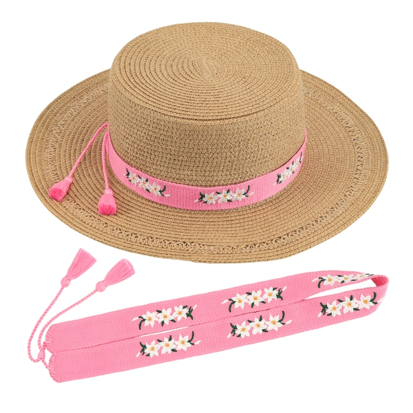 Custom Woven Embroidered Hat Band with Adjustable Tassels– Hat Accessory