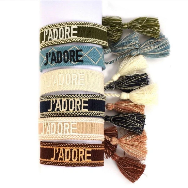 Lettering Tassel Woven Bracelet Embroidered Friendship Bracelets