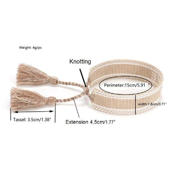 Lettering Tassel Woven Bracelet Embroidered Friendship Bracelets
