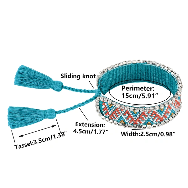 Elegant Woven Tassel Bracelet Featuring Dazzling Rhinestone Accents