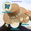 Personalized Hat Band with Embroidered Butterflies, Flowers, Evil Eye Motifs, and Custom Lettering – Adjustable to Fit Most Hats