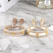 Heart Stud Woven Bracelets Handmade Friendship Bracelets with Metallic Hearts, no fading