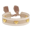 Heart Stud Woven Bracelets Handmade Friendship Bracelets with Metallic Hearts, no fading