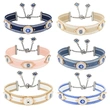 Woven Adjustable Bracelets with Metallic Evil Eyes Tassel Friendship Bracelets